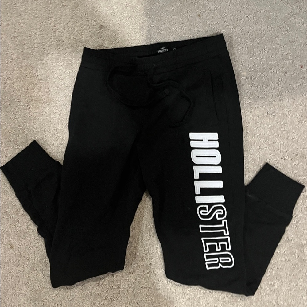 Hollister Black Joggers with Bold White Logo